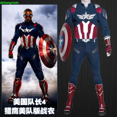 Capitán América 4 Halcón Sam Wilson Hombres Disfraz Juegos con disfraces Top Pantalones Trajes Accesorios Foto 1 de 4