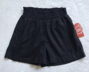 Wonder Nation Girls Black Linen Elastic Smocked Waist Shorts Sz M (7-8) NWT - Picture 1 of 1