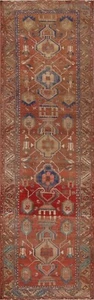 Semi-Antique Geometric Heriz Runner Rug Wool Hand-knotted Tribal Carpet 3'x11' - Picture 1 of 12
