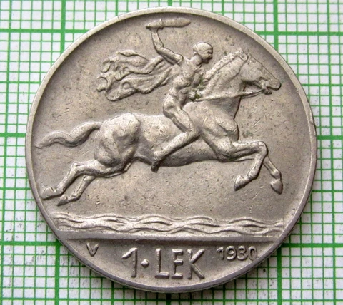 ALBANIA 1930 V 1 LEK, Alexander the Great ON HORSEBACK, NICKEL Cover