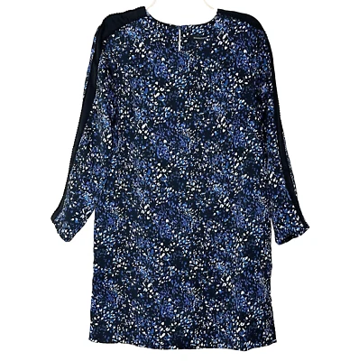 Vestido Banana Republic 12 Petite 12P Manga Borde Encaje Azul Negro Estampado Nuevo con Etiquetas Oficina Foto 1 de 4