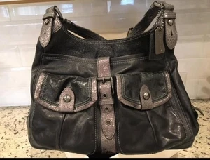 Bolso de Hombro Coach Maggie Cuero XL EDICIÓN LIMITADA Negro Y Gris Gunmetal - Imagen 1 de 8
