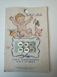 Lady Washington Baby Pearls White Buttons 1/4" No. 300 Size 12, 6 Buttons NOS - Picture 1 of 6