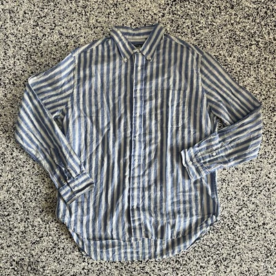 Gitman Bros Cabana Summer Stripe Shirt Men’s XL Blue Stripe Vintage Made In USA - Image 1 of 4