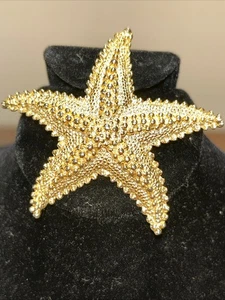 Starfish Brooch Signed Gerry's Pin Figural Star Fish Vintage Gold Tone Retro - Picture 1 of 4