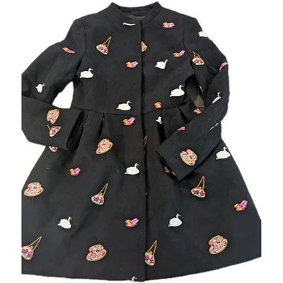 兰花黑色刺绣天鹅孔雀,尺寸 S — 第 1/4 张图片