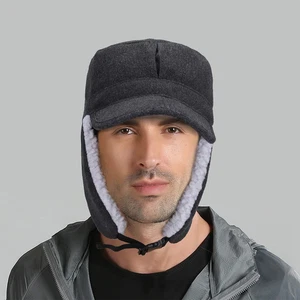 Winter Aviator Beanie with Brim and EarFlaps Fleece Lined Warm Hat for Men Women - Picture 1 of 13