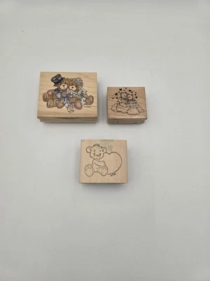 3 Vintage Stamps Wedding Bears Love Marriage Hearts Rubber Stamp Stampendous +  - Image 1 of 4
