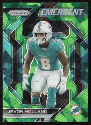 2023 Panini Prizm Emergent Prizms Green Ice Jevon Holland #H-12 Miami Dolphins - Image 1 of 2