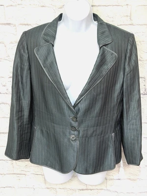 Chaqueta Blazer De Colección Y2K Emporio Armani Gris Rayas Pipeado Para Mujer US 12 IT 48 Foto 1 de 4