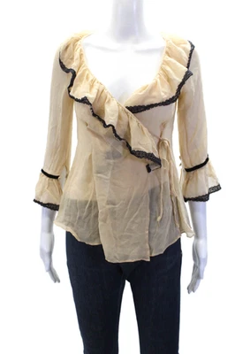 Blusa transparente con textura de encaje de manga larga Chloe para mujer talla 01 Foto 1 de 4