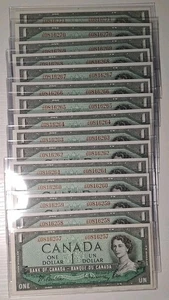 Canada 1 DOLLARO P-74B 1954 CONSECUTIVI CANADESIđź’ĄGEM - Foto 1 di 7