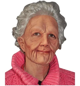 Supersoft Old Woman Old Lady Grandmother Elder Womens Costume Supersoft Mask Wig - Picture 1 of 1