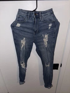 Hollister High Rise Crop Legging Jeans Damen Größe 23X27 Blau Jeans mit Rissen - Bild 1 von 3