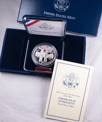 2004-P U.S. Mint Lewis and Clark Bicentennial Proof Silver Dollar $1 OGP & COA  - Image 1 of 4
