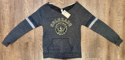 New Colorado Buffaloes CU Buffs Women's Dark Gray Wide Neck Sweatshirt Medium M - Image 1 of 4