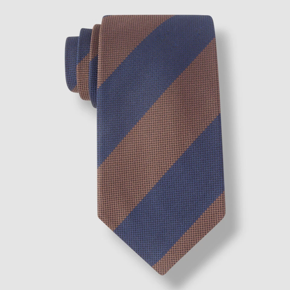 Corbata clásica de cuello Verona a rayas de seda azul marrón Tasso Elba para hombre talla 60x3 Foto 1 de 1