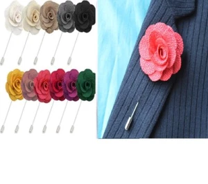 UK Handmade Flower Brooch Boutonnière Suit Lapel Wedding Party Accessory - Picture 1 of 19