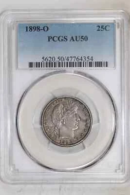 1898-O BARBER QUARTER PCGS AU50 - Image 1 of 2