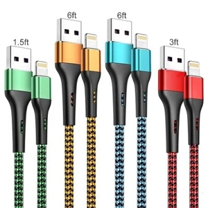 Durcord Phone Charger 4Pack 1.5/3/6/6FT, [ Mfi Certified] Fast Charging Cable - Picture 1 of 7