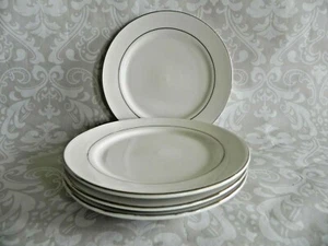 4 Gibson Everyday Bread & Butter/Dessert Plates 7 Inch White Gold Trim - Picture 1 of 10