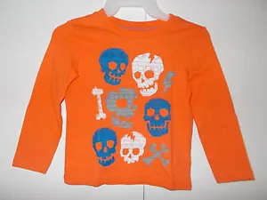 Circo Toddler Boys Skulls Shirt Orange Long Seeve Pull Over Various Sizes NWT - Picture 1 of 3