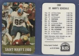 NCAA FOOTBALL 1980 SAINT MARY'S   pocket schedule  - Picture 1 of 1