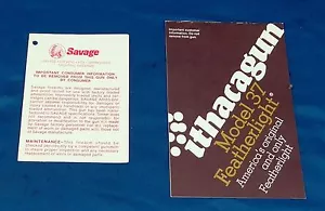 Ithaca and Savage Brochures From the 1970's, Model 37 & Hang Tag - Picture 1 of 3