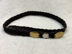 Brown and Black Braided Belt with Brass Decorative Closure 38 Inches Long - Picture 1 of 5