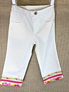 NWT Gymboree Spring Line 2013 White Capri Pants w/Floral Trim 5t - Picture 1 of 5