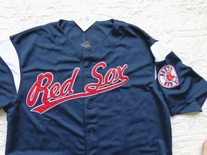 VINTAGE MLB Boston Red Sox Jersey Blue All Sewn Real Nice ( XL ) Free Shipping - Picture 1 of 3