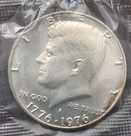 1976-S Kennedy Half Dollar Bi-Centennial - 40% Silver - Cello Toned Cover