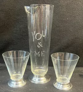 Wallace Sterling Silber Glas YOU & ME Martini Krug Gläser Set Art Deco - Bild 1 von 9