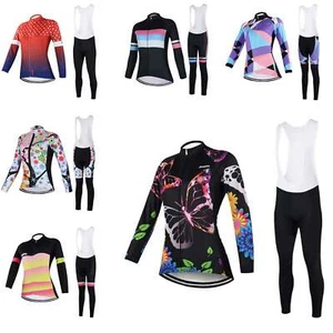 Conjunto de calzoncillos con tirantes acolchados y jersey de ciclismo manga larga para mujer - Imagen 1 de 21