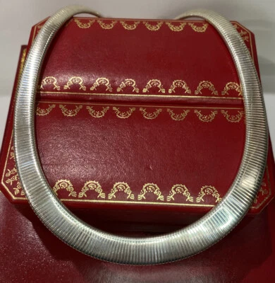 "Collar de plata esterlina Cleopatra Omega Chocker flexible cadena 925 de 5-12 mm 19,5""" Foto 1 de 4