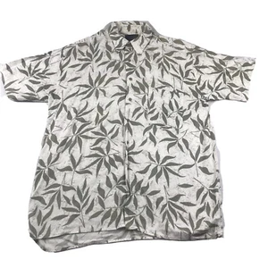 J. Ferrar Shirt Mens Large Ivory Floral Button Up Short Sleeves Hawaiian Viscose - Picture 1 of 9