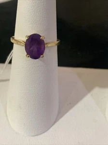 ESTATE VINTAGE 14K YELLOW GOLD OVAL CLASSIC AMETHYST RING SZ.6.25 - Picture 1 of 14