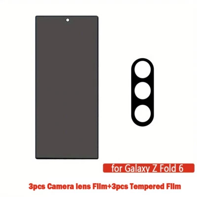 3Pcs Privacy Tempered Film With Lens Film For Samsung Galaxy Z Fold 3/4/5/6 - Image 1 of 4