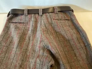 Pantalones de lana maestros de cuero de invierno Melton vintage a cuadros con cinturón Canadá caza - Imagen 1 de 9