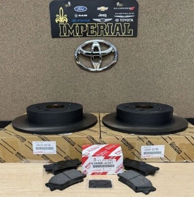 2018-2022 TOYOTA CAMRY L, LE & SE GENUINE REAR BRAKES ROTORS AND TCMC BRAKE PADS - Image 1 of 4