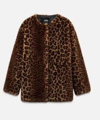 ZARA NEW WOMAN ANIMAL PRINT FAUX FUR COAT LEOPARD Size S Ref:8073/270 - Image 1 of 4