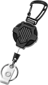Durable Pull Retractable Keychain Lanyard, Heavy Duty ID Holder, Carabiner, 31.5 - Picture 1 of 12