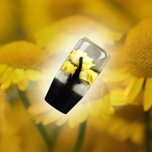 Universal 10cm JDM Clear Yellow Real Rose Flowers Manual Gear Stick Shift Knob - Picture 1 of 9