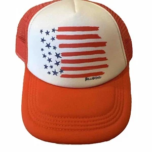 Billabong Trucker Hat Cap Youth Red White Adjustable Mesh American Flag USA - Picture 1 of 6
