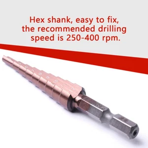 1*4-12mm HSS Cobalt M35 Step Drill Bit Hex Shank Step Cone Drill Bit Hole Cutter - Picture 1 of 11