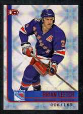2001-02 Pacific Heads Up Red #64 Brian Leetch #/165 New York Rangers