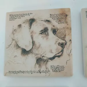 Big Sky Carvers Da Vinci Labrador Retriever Dog Stone Drink Coasters Set of 4 - Picture 1 of 5