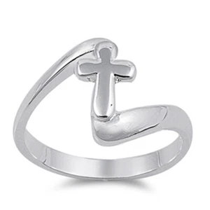 Sterling Silver Christian Cross Ring Gorgeous Faith Band Solid 925 Sizes 2-13 - Picture 1 of 2