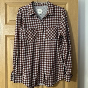 Modish Rebel Damen Langarm Kariertes Hemd Oberteil aus Schnalle, Taschen SCHARF L - Bild 1 von 3