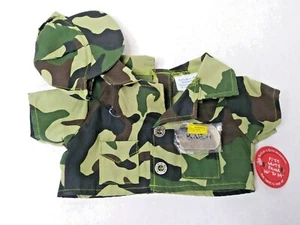 Build A Bear Camouflage Jacke Mütze Erkennungsmarke Outfit Neu mit Etikett passt 10"-24" BAB Camo Armee - Bild 1 von 5